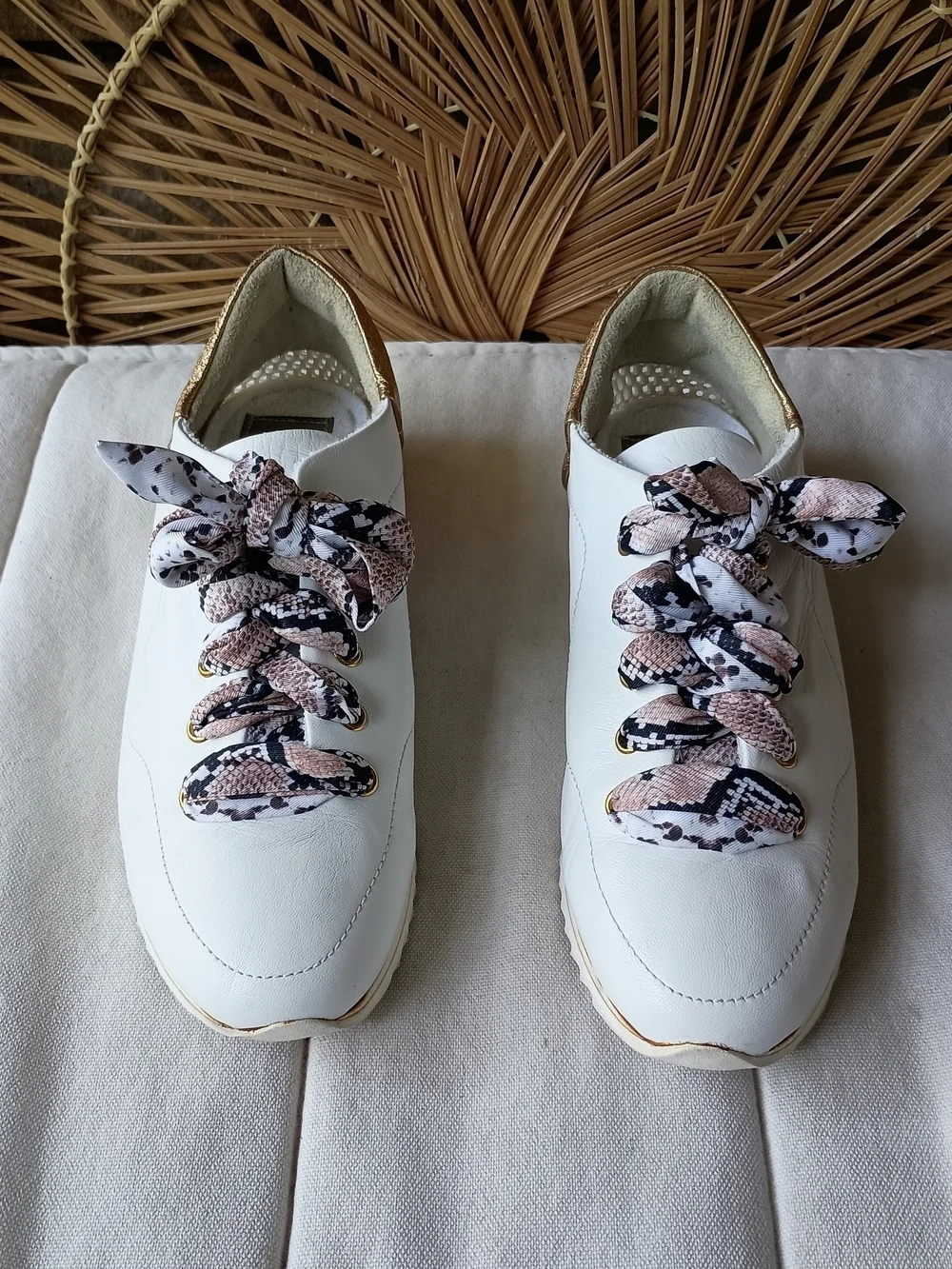 Judari White & Gold Women’s Milan Italy Leather Sneakers_37